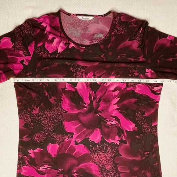 Tanjay Fuchsia and Black Floral Print Top – Size Medium - Picture 5 of 9